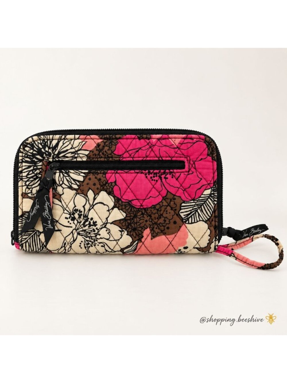 Vera Bradley Mocha Rouge Zip Around Wallet Wristlet Retired Floral